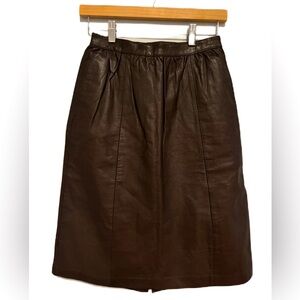 Porsha Vintage Leather Brown A Line Skirt Size 6
